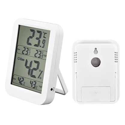 Digital Thermometer Hygrometer, Large LCD Temperature Humidity Meter, Accurate Dual Probe Sensor with Real Time Monitoring for Reptile Terrarium Greenhouse Warehouse