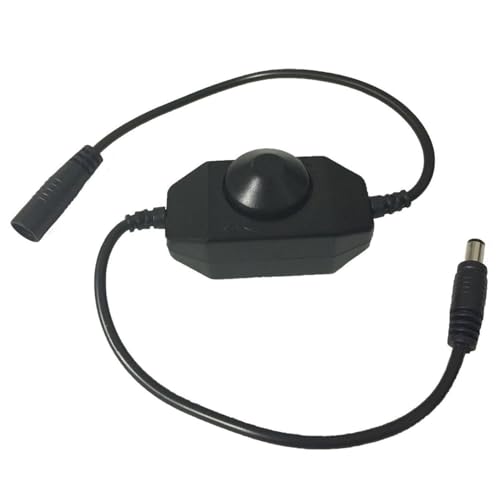 DC 12V-24V 3A LED Strip Dimmer Switch LED Tape Dimmer Controller PWM Inline Rotary Dimmer 5.5mm x 2.1mm DC Jack for COB LED Strip SMD 5050 3528 2835 5630 LED Ribbon LED String Light, Black - color: Black(1pcs)