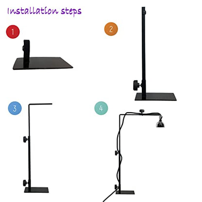 Reptile Lamp Stand,Lizard Heat Lamp Stand Height Adjustable 14.17-24.01" Floor Lamps Bracket Reptiles Tank Light Support for Reptile Glass Terrarium Amphibians Terrestrial Invertebrates Vivarium