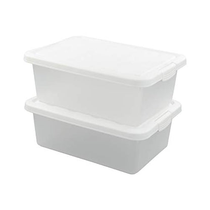 14 Quart Clear Storage Box, Underbed Plastic Latch Box with White Lids, 2-Pack - color: White