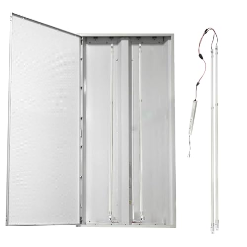 2Pack 3500K Warm Soft kit, 4FT LED Magnetic Mount Retrofit Kit, 24W = 60W Fluorescent Light, Super Bright 3600LM, Recessed Panel and Troffer Light Retrofit kit, Quick Repair, Transparent Cover - color: 4ft 2pack 3500k Transparent