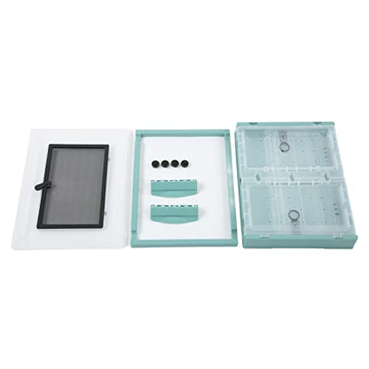 Reptiles Terrarium Ventilated Foldable Reptile Feeding Tank, Plastic Folding Habitat with Mesh Top and Front Door Lock, for Lizard Tortoise Frogs with Detachable