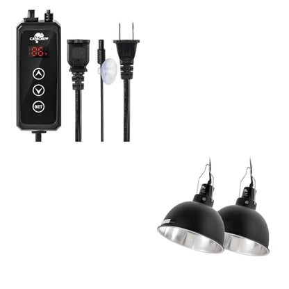 Reptile Dimming Thermostat with 2 pack 8.5in Dome Lamp Fixture