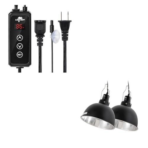 Reptile Dimming Thermostat with 2 pack 8.5in Dome Lamp Fixture
