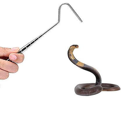 Portable Mini Snake Hook Collapsible Stainless Steel Snake Tongs and Reptile Supplies Hook Retractable Catching Snake Handling Tool 16cm to 68cm