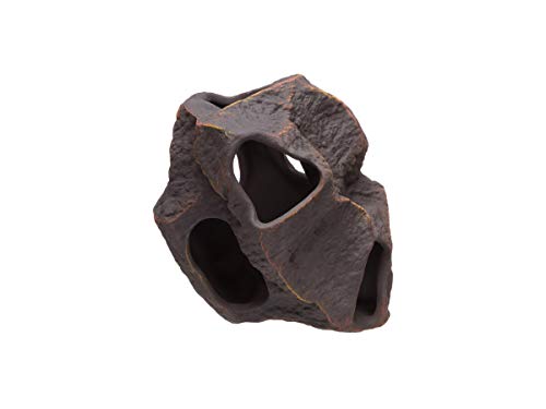 Plecoceramics Aquarium Ceramic Decorations Cave Betta Stone Decor - Aquarium Fish Tank Hideway Decor for breeding Cichlids Plecos Betta Toys Hideout (Boulder)