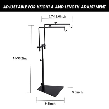 Adjustable Reptile Dual Lamp Stand Floor Light Holder, Hook Hanging Heat Lamp for Reptile Amphibian Terrariums Tortoise and Other Cold Blooded Animal Enclosures Glass Terrarium Heating Light