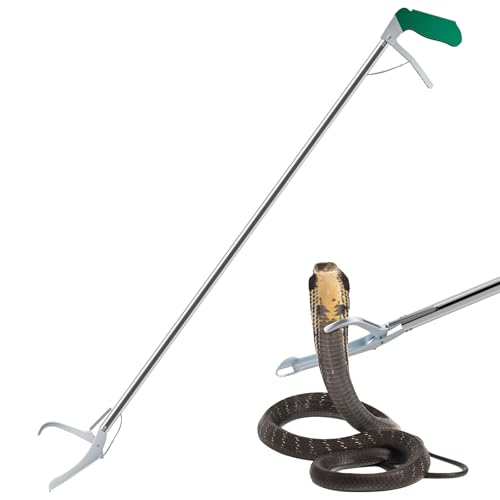 52" Extra Long Snake Tongs Reptile Grabber Catcher, Stainless Steel & Wide Jaw Pick-up Handling Tool - size: 52 Inch