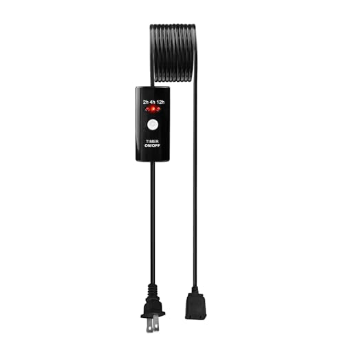Indoor Extension Cord with Timer 2/4/12Hour Countdown, 60W 6.5 FT 2 Prong Electric Cord, Power Outlet for Aquarium, Grow Light, Hydroponics, Indoor Lighting, Home Appliances