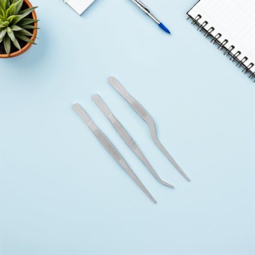 3pcs Stainless Steel Long Tweezers for Plants and Reptile Feeding Straight and Curved Precision Tongs with Rust-resistant Build for Gardening Kitchen and Aquarium Use