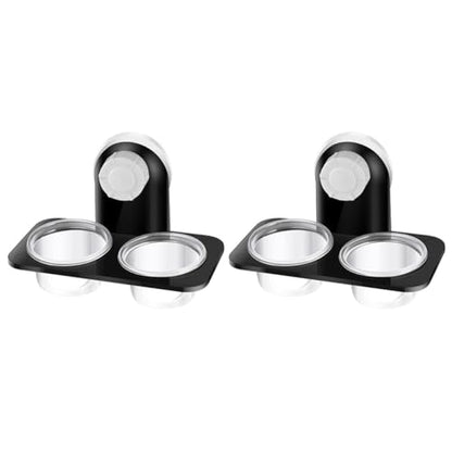Healifty 2pcs Reptile Feeder Bowl with Suction Cups, Dual-Compartment Stable Plastic Worm Container, Escape-Proof Food and Water Dish for Lizards, Geckos, and Crawling Pets