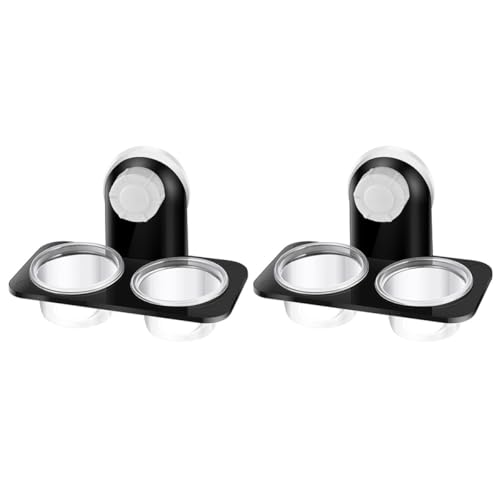 Healifty 2pcs Reptile Feeder Bowl with Suction Cups, Dual-Compartment Stable Plastic Worm Container, Escape-Proof Food and Water Dish for Lizards, Geckos, and Crawling Pets