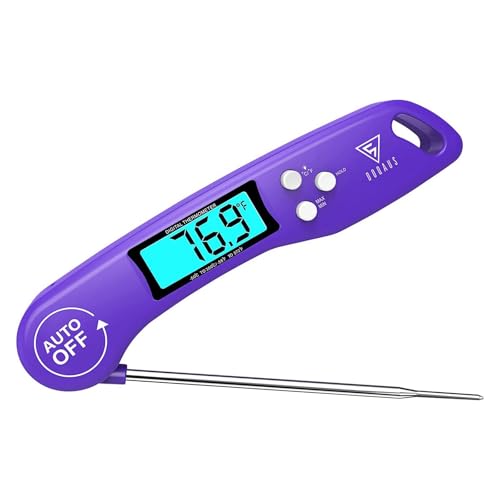 DOQAUS Digital Meat Thermometer, Instant Read Food Thermometer for Cooking, Kitchen Probe with Backlit & Reversible Display, Cooking Temperature Probe for Turkey, Grill, BBQ, Baking - color: Purple, size: 1 Pack (4.6 Inches Probe)