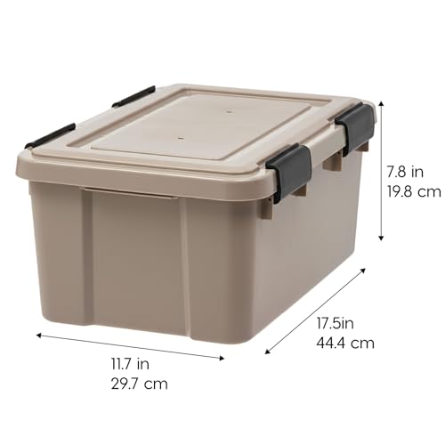 IRIS USA 6-Pack WeatherPro Gasket Box, 19 Quart Weather Resistant Storage Bins with Latching Lids, Heavy Duty Organizing Containers for Closet, Bathroom, and Office - Tan - size: 19 Qt. - 6 Pack