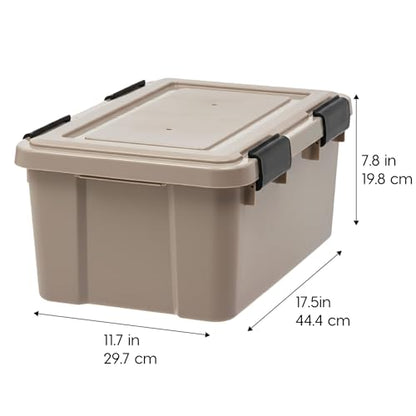IRIS USA 6-Pack WeatherPro Gasket Box, 19 Quart Weather Resistant Storage Bins with Latching Lids, Heavy Duty Organizing Containers for Closet, Bathroom, and Office - Tan - size: 19 Qt. - 6 Pack