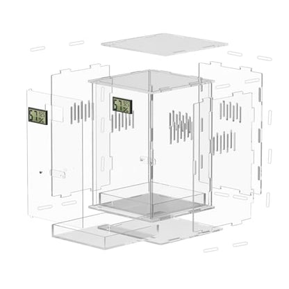 Reptile Terrariums, with Temperature Hygrometer, 7.1"x7.1"x11.8" Acrylic Reptiles Breeding Box Terrarium Cage Tank for Small Reptile Insect Home Office (Arboreal Large) - size: Arboreal--L (Tray)