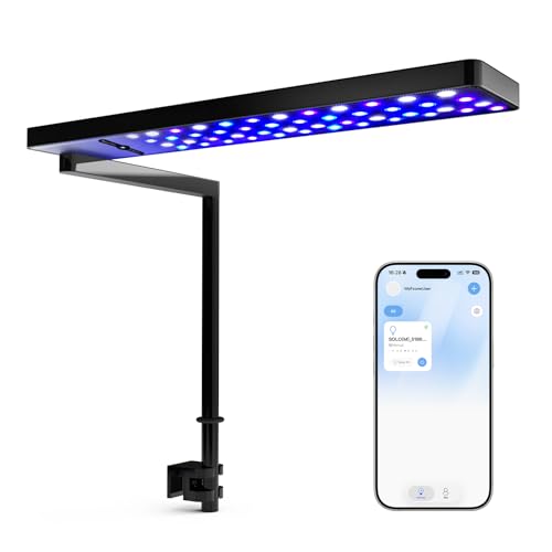 FZONE Solo Series Nano LED Aquarium Marine Reef Light, Smart App-Controlled and Dimmable, for Rimmless Saltwater and Reef Coral Tanks - color: Blue- Marine