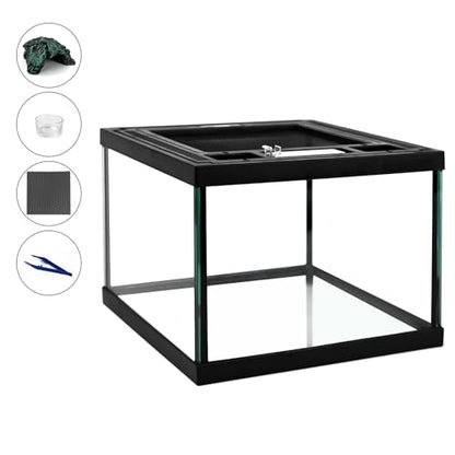 Mini Reptile Glass Tank 8 * 8 * 6inch Terrarium for Start with Top Ventilation for Turtle,Spider,Hermit Crab,Geock,Frog AMD Beard Dragon
