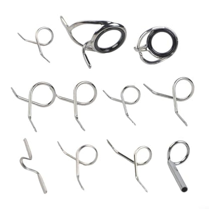 Fly Fishing Rod Guides Set with Stainless Steel Rings Tip Top Hook Keeper Stripper Snake Guides for Fly Rod Building Repair Kit Silver 11 Pcs