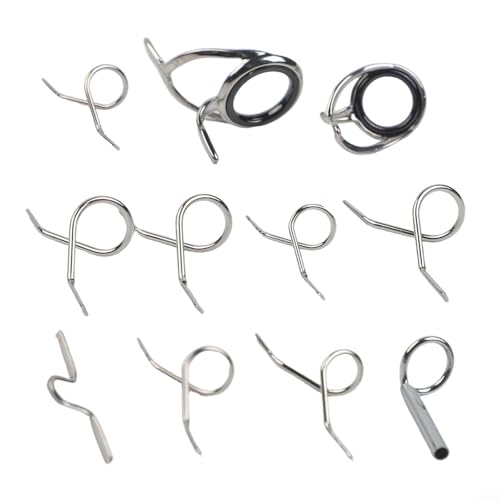 Fly Rod Guide Replacement Kit Stainless Steel Fishing Eyelets with Tip Top Snake Stripper Guides Hook Keeper for Rod Building Repair