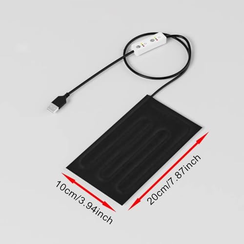 Reptile Heating Pad with Timer Multipurpose USB Terrarium Heating Mat Warming Cushion for Turtles Frogs Parrot Snake, 10cmx20cm
