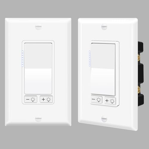 Dimmer Switch for LED Lights, Single Pole/3-Way, Works with Dimmable LED/CFL(300W) Halogen/Incandescent(600W) Bulbs, 7 Brightness Levels, UL Listed, 2 Pack - color: 3-Way Push Dimmer