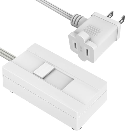TOPGREENER Table Top Plug in Lamp Dimmer for Dimmable LED, Halogen and Incandescent Bulbs, 6.1 FT Cord, White - color: White