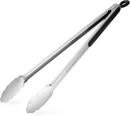 Grill Tongs, 17 Inch Extra Long BBQ Tongs, Premium Stainless Steel Metal Tongs for Cooking, Grilling, Barbecue/BBQ, Buffet (17", 1PC) | For Cooking/Serving/Grilling | Heat-Resistant | Dishwasher Safe - size: 17" 1PC
