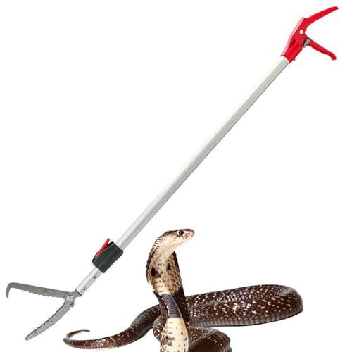 55''-87'' Telescopic Snake Grabber Tongs, Professional Reptile Handling Tool with Wide Jaw for Safe Catching & Relocation of Dangerous Snakes,Perfect for Wildlife Experts & Pet Owners