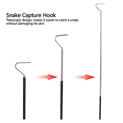 Snake Capture Hook, Stainless Steel Extensible Telescopic Snake Catcher Capture Hook Snake Reptile Catcher(100cm)