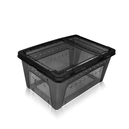 OMEM Portable Reptile Terrarium Habitat for Mini Pet Houses Breathable Holes Stackable Container (Black-L) - size: 1PCS-Black-L
