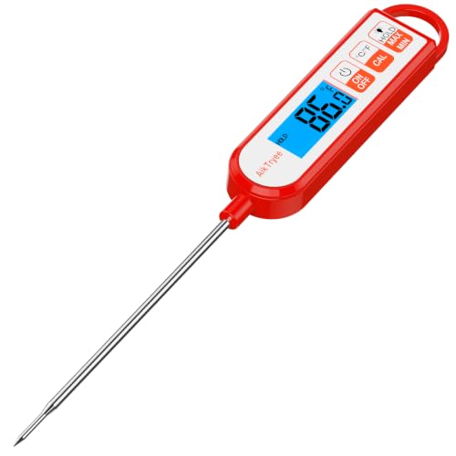 Digital Instant Read Meat Thermometer Kitchen Cooking Food Candy Thermometer for Oil Deep Fry BBQ Grill Smoker Thermometer by AikTryee - color: Black Red-SR807