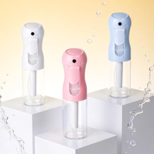 3Pcs Continuous Spray Bottles For Hair,Ultra Fine Mister for Hair Styling, Plants, Cleaning, Salon, Misting & Skin Care (200ml Blue+Pink+Clear) - color: 200ml Blue+Pink+Clear