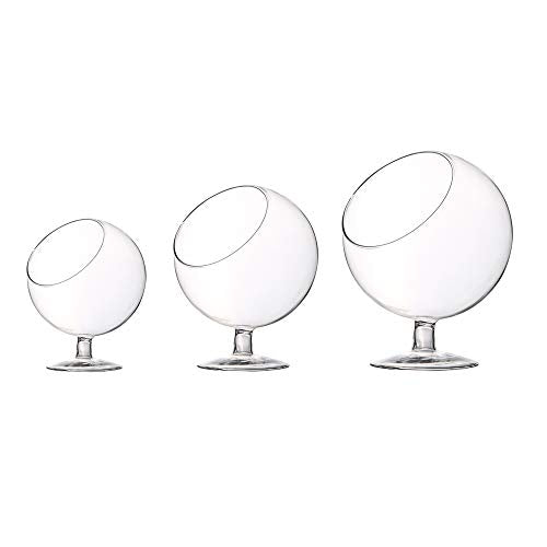 WGV Planter Terrarium with Stand, Ball Diameter 5" Height 6", Clear Glass Floral Container Vase, DIY Succulents Outdoor Garden Home Office Decor Slant Cut Orb, 1 Piece - size: 5"D