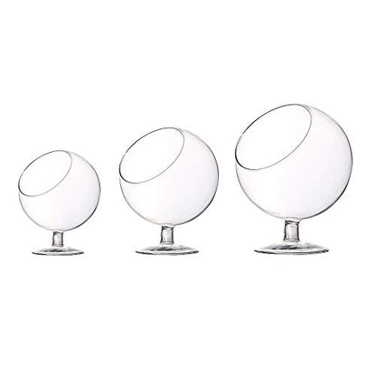 WGV Planter Terrarium with Stand, Ball Diameter 5" Height 6", Clear Glass Floral Container Vase, DIY Succulents Outdoor Garden Home Office Decor Slant Cut Orb, 1 Piece - size: 5"D