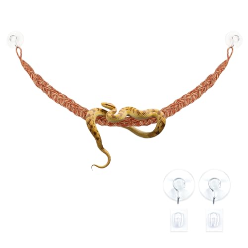 Snake Climbing Rope,Snakes Ladders Toys, Snake Enrichment Supplies, Small Reptile Tank Accessories, Reptile Climbing Toys for Ball Python Corn Hermit Crab Lizards Geckos (Orange) - color: Orange