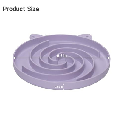 Bifeaw Slow Feeder Cat Bowl, Easy to Clean Silicone Bowl, Ideal for Dry and Wet Food (Purple and White) - color: Purple and White