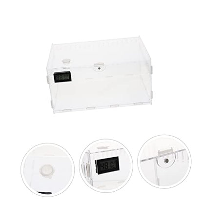 Transparent Acrylic Reptile Breeding Box with Ventilation System for Snakes Tarantulas and Reptiles Habitat with Temperature Humidity Gauge