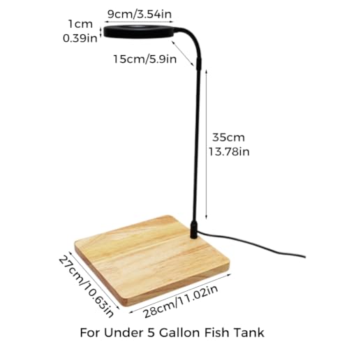 LED Aquarium Light for Under 5 Gallon Fish Tank,360 Degree Full Spectrum LED Light with Bamboo Board 10W Nano Fish Tank Light USB Powered Bett a Fish Tank Light for Plant Growth - size: 10w l / 10.62x11.22inch