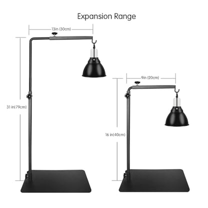 Reptile Lamp Stand Ajustable 16-31 Inch Heat lamp Holder Metal Bracket Floor Terrarium Light Holder for Reptile Glass Tank,Snake Turtle Terratium - size: 16-31 Inch