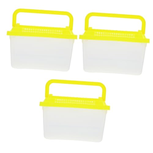 Amosfun 3pcs Plastic Turtle Fish Tank Amphibia Merch Glass containers Turtle Aquarium Reptile Terrarium Habitat Hamster Cages Habitat Portable Aquarium Tank - color: Random Colorx3pcs, size: 13x9cmx3pcs