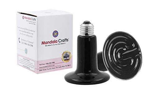 Mandala Crafts Heat Lamp for Reptiles - Ceramic Heat Emitter Infrared Light Bulb with No Light for Chicken Coop Turtle Bearded Dragon Dog Pet Brooder 100W Pack of 2 Black - color: Black