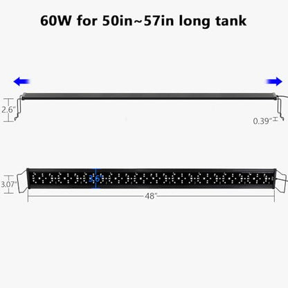 hygger New Mode 24/7 Timer LED Aquarium Light, Auto On Off Full Spectrum Fish Tank Light Fish Colorful/Sun/Nightlight/Wrgb Cycle Mode for Freshwater Plants Tank (for 50in~57in Long Tank)