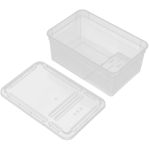 Toddmomy Clear Plastic Reptile Feeding Box with Breathable Holes Portable Snake Container Transparent Habitat for Turtles Lizards Bearded Dragons Frogs Easy-Clean Reptile Carrier Cage