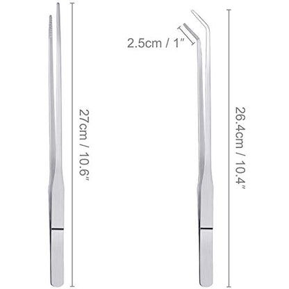 3 Pcs Aquarium Tweezers, Stainless Steel Feeding Tongs Straight and Curved Tweezers Set Long Handle Reptile Feeding Tongs for Aquatic Plants Lizards Spider Snakes