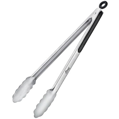 Hotec Stainless Steel Kitchen Tongs, 16 Inch Extra Long Locking Metal Food Tongs for Cooking, Serving, BBQ, Grill Non-Slip Grip - size: 16inch