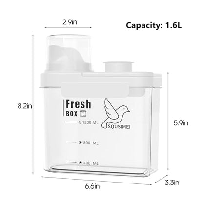 1.7 Qt/1.6 L Bird Seed Storage Container with Lids Airtight Measuring Cup, Bird Seed Dispenser Pet Food Container Are Used to Store Bird Food, Chicken Feed BPA Free (1.6L, White) - color: 1.6L,/White