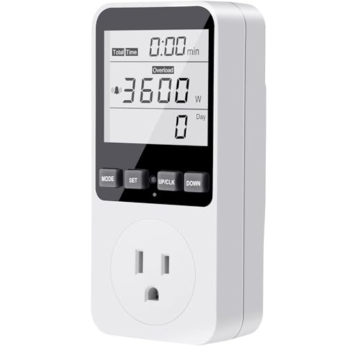 Diymore Watt Meter,Plug-in Socket Power Tester,120V Wide Range,Auto Cost Calculator,Overload Protection,Kilowatt Wattage Voltage AMP Tester,Appliance Power Usage Meter 7 Modes Display