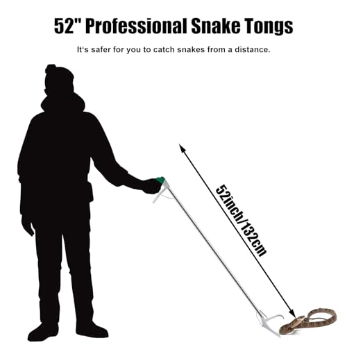 52" Extra Long Snake Tongs Reptile Grabber Catcher, Stainless Steel & Wide Jaw Pick-up Handling Tool - size: 52 Inch