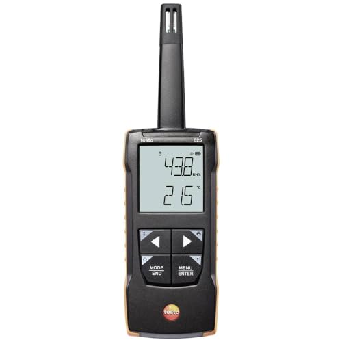 Testo 625 Hygrometer – Digital Humidity Meter for Air Temperature and Humidity – Wet Bulb Thermometer with Calculation of Dew Point - Hygrometer Indoor Humidity with App Compatibility